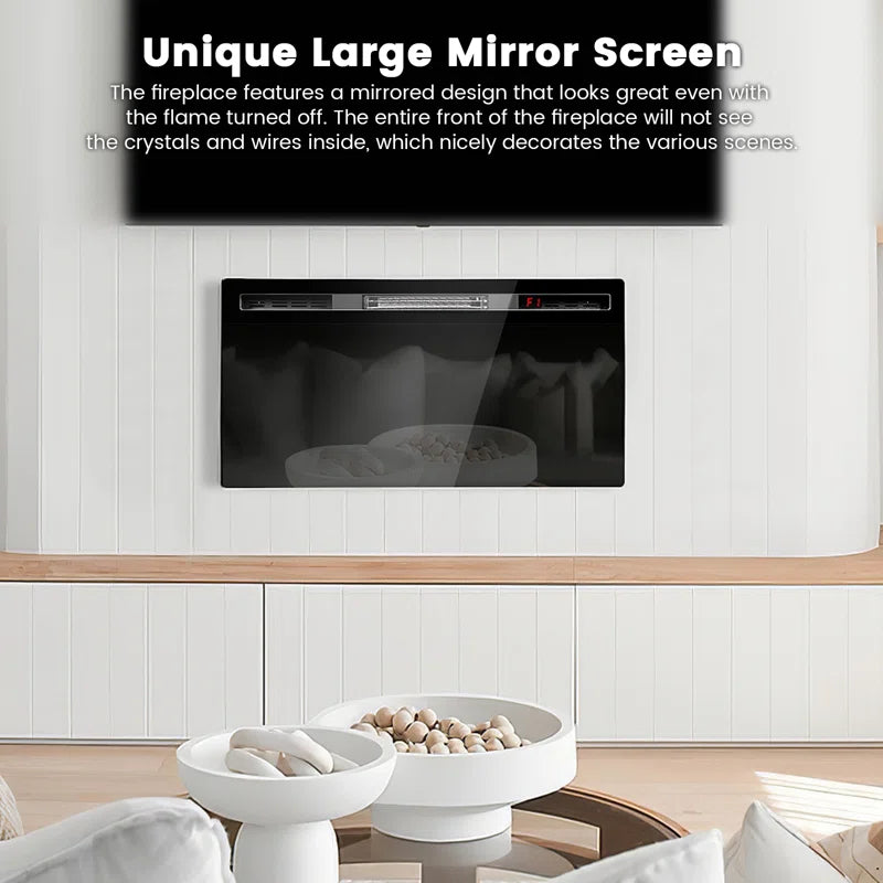 Alais Ultra-Thin Silence Linear Electric Fireplace, Recessed Wall Mounted Fireplace,12 Adjustable Flame Color & Speed,Touch Screen Remote Control with 8H Timer