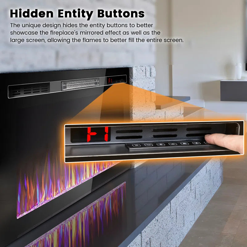 Alais Ultra-Thin Silence Linear Electric Fireplace, Recessed Wall Mounted Fireplace,12 Adjustable Flame Color & Speed,Touch Screen Remote Control with 8H Timer